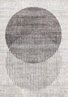 Carpette à poil court doux Solace grise et blanche à motif de cercles qui fusionnent - 5 pi 3 po x 7 pi 7 po