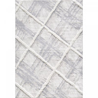 Carpette à poil long Lola crème à motif de treillis et de lignes - 6 pi 7 po x 9 pi 6 po