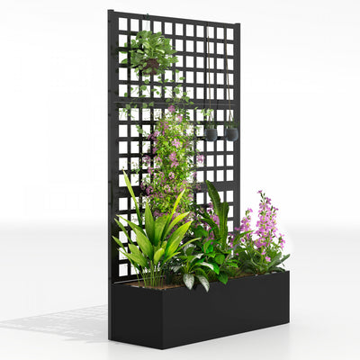 Outsunny Galvanized Planter Box with Trellis, 43" x 16" x 70"