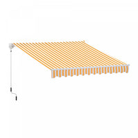 Outsunny 10x8 Pieds Auvent De Terrasse Retractable Manuel Resistant A L'eau Pare-soleil Exterieur Po