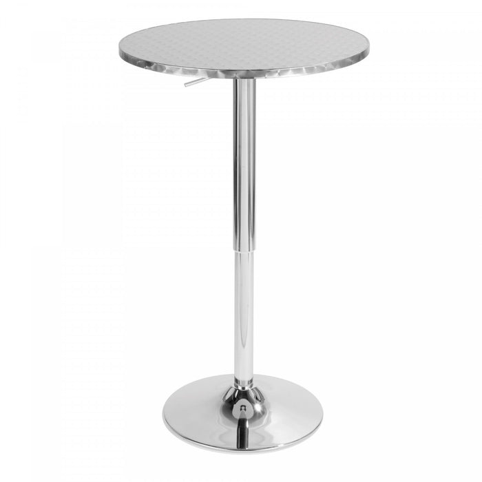 Table Bistro ronde réglable et contemporaine pour bar ou salle à manger - argentée