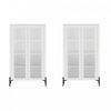 Armoire bibliotheque moderne Abbey 32\" en verre trempe blanc (4 etageres) - Lot de 2