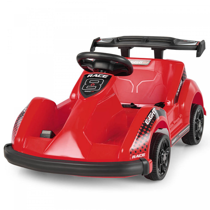 Costway 6v Batterie Alimentee Go Kart Enfants Rouler Sur 4 Roues Racer Rc W / Pare-chocs & Musique Rouge