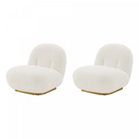 Fauteuil lounge moderne Edina en boucle blanc - Lot de 2