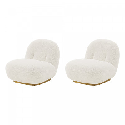 Edina Modern Boucle Lounge Chair in White - Set of 2 | Fauteuil lounge moderne Edina en boucle blanc - Lot de 2