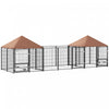 Outdoor Dog Kennel With 2 Rooms, 16.2' X 4.7' X 5.1'