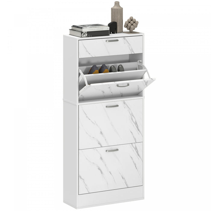 HOMCOM Armoire a Chaussures avec 3 Tiroirs, Armoire de Rangement, Blanc