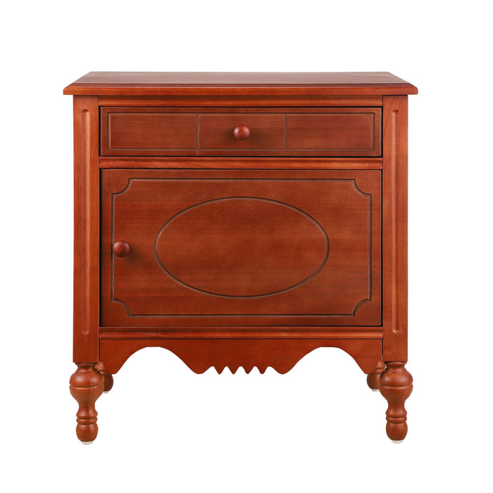 Amelia Table de Nuit Vintage de 24\" avec Tiroir Sculpte et Cabinet, Marron