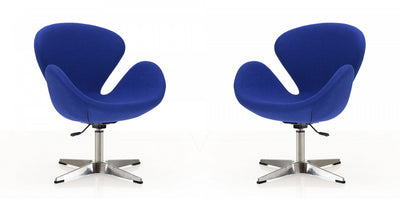 Raspberry Modern Upholstered Swivel Lounge Chair in Blue - Set of 2 Accent Chair | Fauteuil lounge pivotant moderne Raspberry en tissu bleu - Lot de 2