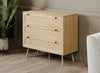 Commode verticale de rangement avec 3 tiroirs - apparence de bois brun naturel 