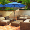 Costway Parasol de table de marche exterieur de 9 pieds avec bouton poussoir, inclinaison, manivelle, levage, bleu