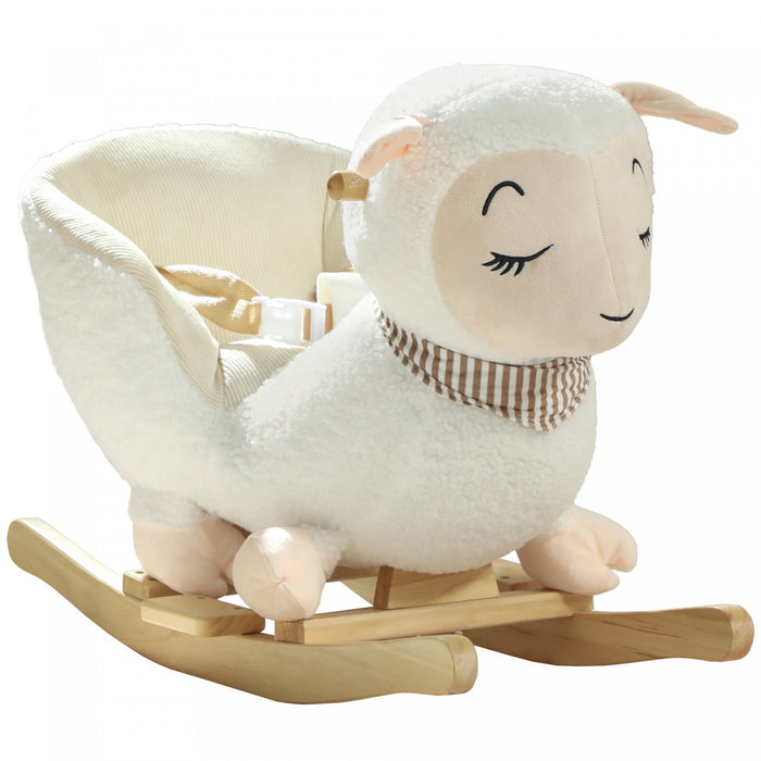Qaba cheval a bascule mouton pour tout-petit 18-36 mois, blanc