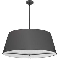 Luminaire suspendu Preston de Dainolite de 33 po de diamètre avec abat-jour en tissu noir, fini noir mat et 4 ampoules