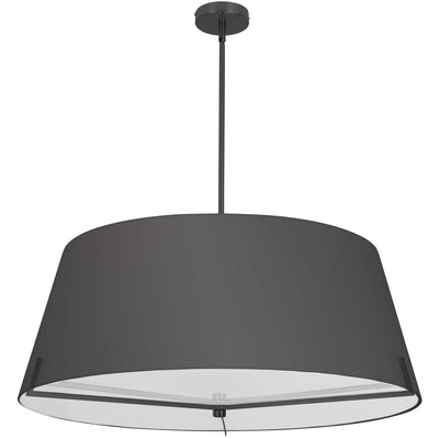 Dainolite Preston 4 Light Pendant 33" Dia Matte Black Black Fabric Shade Lamp|Luminaire suspendu Preston de Dainolite de 33 po de diamètre avec abat-jour en tissu noir, fini noir mat et 4 ampoules