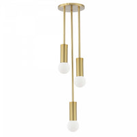 Luminaire suspendu Adams de Dainolite avec fini laiton vieilli et 3 ampoules