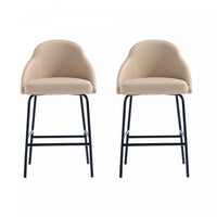  Tabouret de comptoir moderne en metal et tissu Gracie, couleur beige et noir - Lot de 2