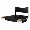 Step One Ensemble Lit Plateforme Et Tete De Lit Noir Solide, De Meubles South Shore