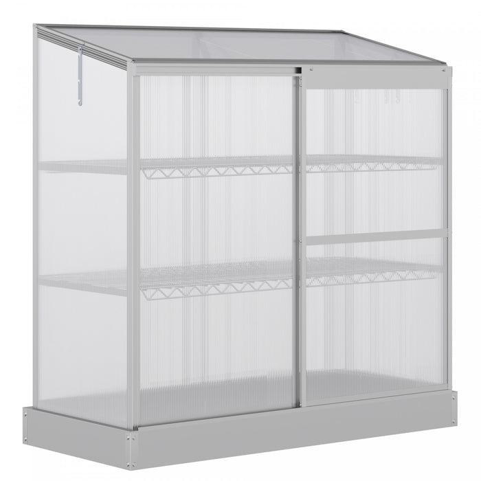 Outsunny Serre A Cadre Froid En Aluminium A 2 Niveaux Avec Dessus Ouvrant