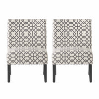  Lot De 2 Fauteuils D’appoint Oliver En Tissu aspect lin Avec Pieds En Bois D’hévéa - Gris Et Ivoire
