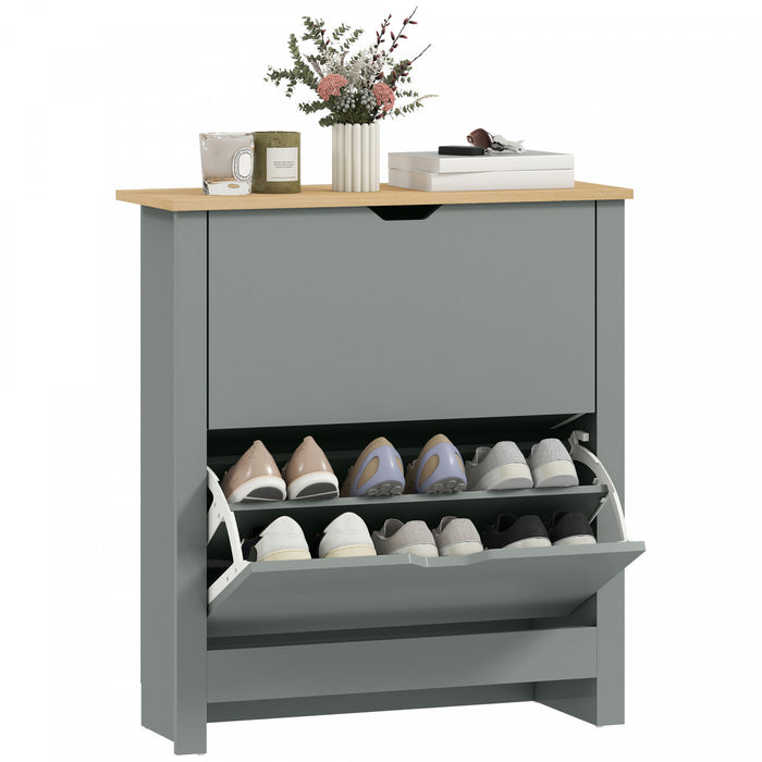 HOMCOM Armoire a chaussures etroite pour entree avec 3 tiroirs rabattables