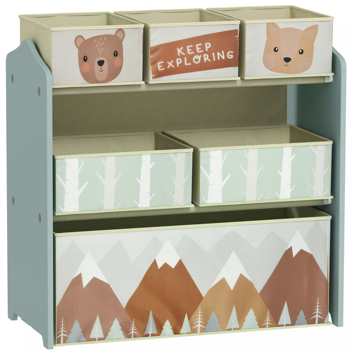 Organisateur de jouets Qaba avec 6 bacs de rangement, 63 x 30 x 66 cm, vert