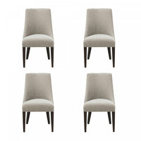 Chaise de salle a manger moderne en bois avec chenille Beever, taupe - Lot de 4