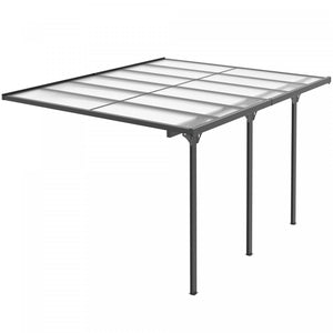 Outsunny 10'x12' Pergola A Toit Rigide En Polycarbonate Gazebo De Toit Gris