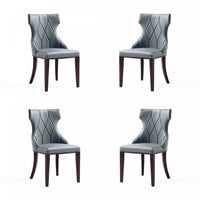 Chaise de salle a manger traditionnelle en bois Reine avec revetement en tissu gris - Lot de 4
