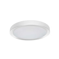 Plafonnier affleuré Flynn de Dainolite qui diffuse la lumière, avec fini blanc mat et blanc, et ampoule de 24 W