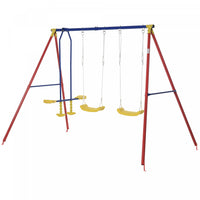 Outsunny Balancoire En Metal Avec 2 Sieges Planeur Cadre Forme De A Stand Reglable Corde A Suspendre