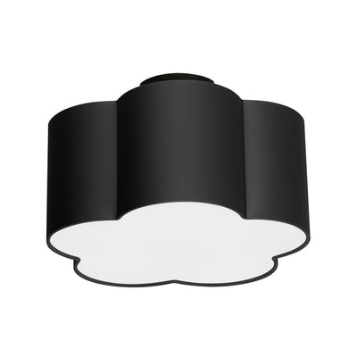 Dainolite Phlox 3 Light Flush Mount Small Matte Black Black/White Shade Lamp|Petit plafonnier affleuré Phlox de Dainolite avec abat-jour noir et blanc, fini noir mat et 3 ampoules