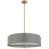 Luminaire suspendu Preston de Dainolite de 26 po de diamètre avec abat-jour gris, fini laiton vieilli et 4 ampoules