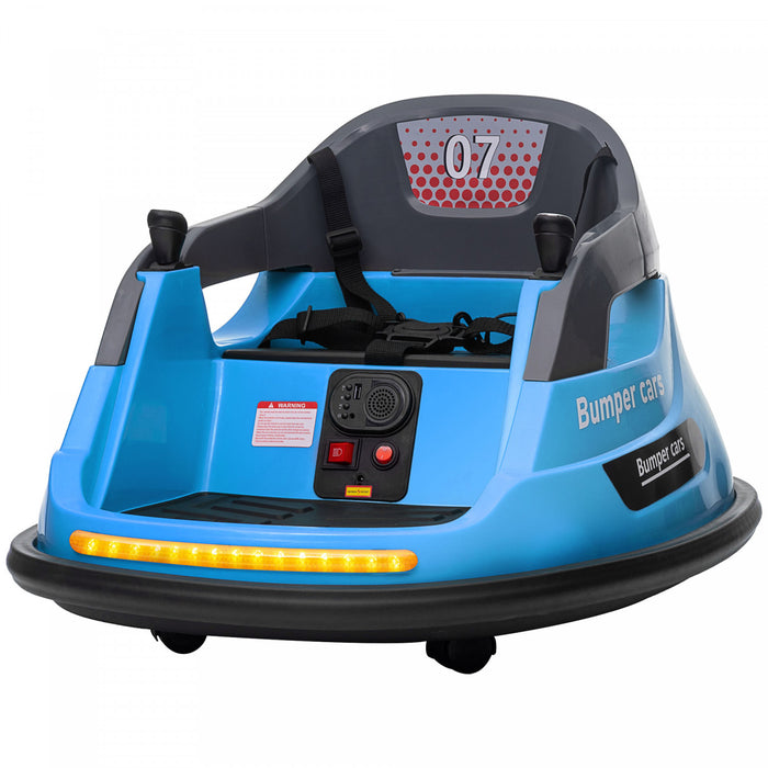 Aosom Auto-tamponneuse 12 V Pour Enfants, Voiture Electrique A Rotation A 360° Avec Telecommande, Ceinture De Securite, Lumieres Led, Musique, Pour Garcons Et Filles Ages De 1,5 A 5 Ans, Bleu
