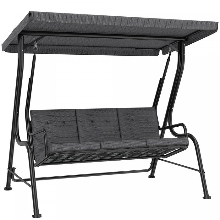 Outsunny Balancelle Exterieure 3 Places en Metal avec Auvent, Noir