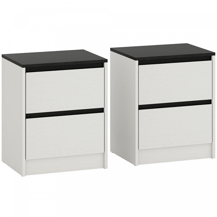 HOMCOM Ensemble de 2 Tables de Nuit, Tables de chevet avec 2 Tiroirs, Blanc