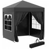 Outsunny 6.6x6.6ft Tente De Fete En Plein Air Pliante Gazebo Canopee Avec Murs Lateraux Noir