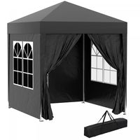 Outsunny 6.6x6.6ft Tente De Fete En Plein Air Pliante Gazebo Canopee Avec Murs Lateraux Noir