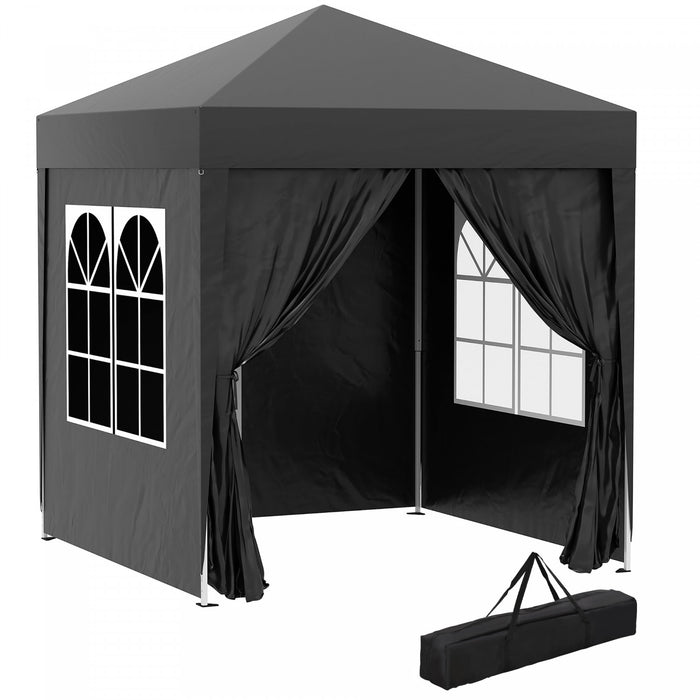 Outsunny 6.6x6.6ft Tente De Fete En Plein Air Pliante Gazebo Canopee Avec Murs Lateraux Noir