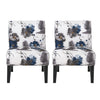 Lot De 2 Fauteuils D’appoint Oliver En Tissu aspect lin Avec Pieds En Bois D’hévéa - Bleu Et Multicolore