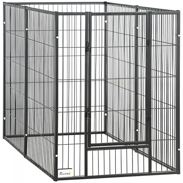 Pawhut Parc Pour Chien A 6 Panneaux De 32.5\" - 59\" X 31\", Parc Robuste Avec Porte, Enclos D'exercice Reglable Pour Interieur Et Exterieur, Chiens De Petite, Moyenne Et Grande Taille