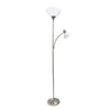 Ardelo Lampadaire avec lampe de lecture a col de cygne, Nickel brosse, 71,5 po H