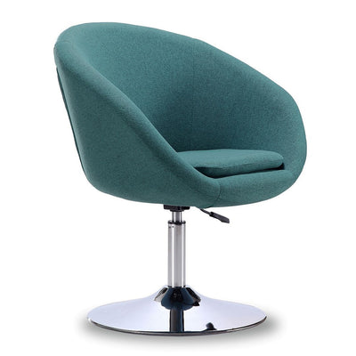 Manhattan Comfort Hopper Polished Chrome Twill Adjustable Height Accent Chair - Sky Blue|Chaise d’appoint sergée Hopper de Manhattan Comfort à hauteur réglable en chrome poli - bleu ciel