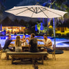 Costway Parasol cantilever 10FT solaire avec 32 LED eclairees pour terrasse, exterieur, beige