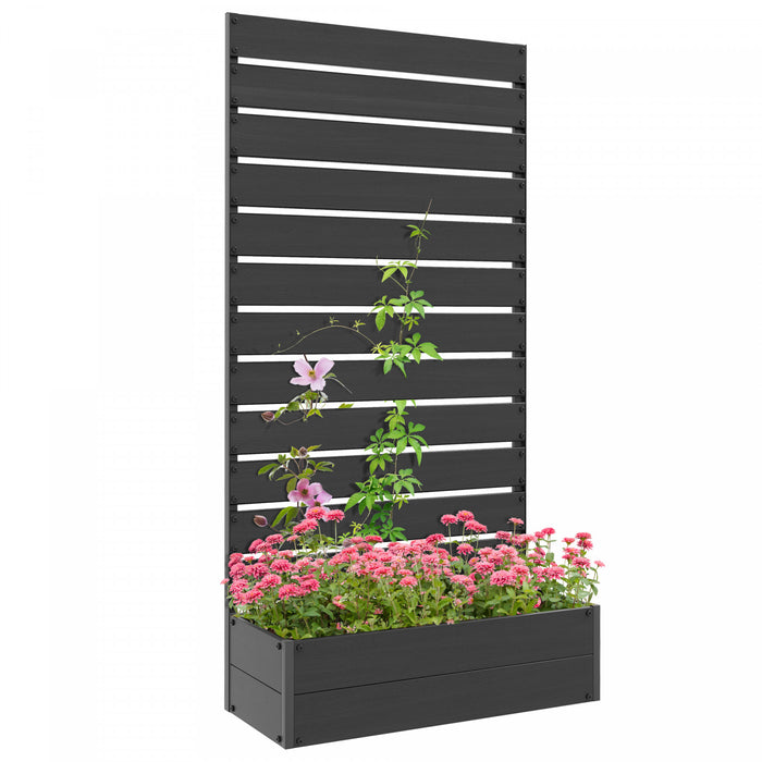 Outsunny Lit De Jardin Sureleve Avec Treillis Pour Plantes Grimpantes, Noir