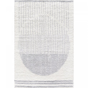 Carpette à poil long Paris crème à motif de cercles - 6 pi 7 po x 9 pi 6 po