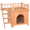 Pawhut Maison En Bois Pour Animal Domestique A 2 Etages Arbre A Chat Petit Chien Plate-forme De Lit Pour Chiot Abri Exterieur 28,7\" L X 22\" L X 25,6\" H Avec Escalier