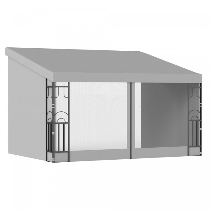 Outsunny Gazebo De Pergola Mural 10' X 13' Avec Rideaux Et Filets, Gris