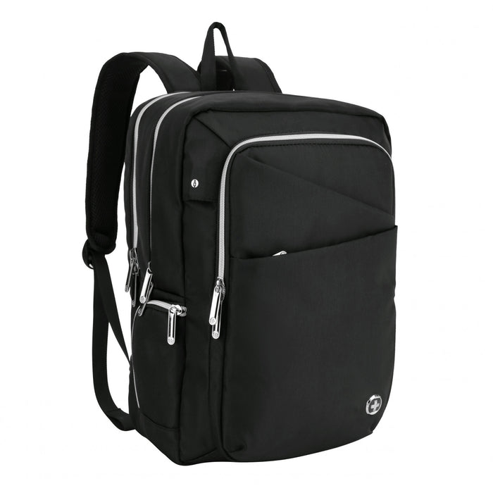 Sac a dos intelligent Swissdigital Design KATY ROSE - Rucksack avec port de chargement integre - Noir Platine