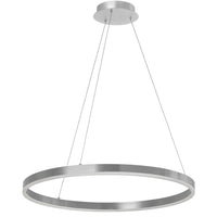 Lustre Circulo de Dainolite en acrylique blanc qui diffuse la lumière, avec fini argenté et ampoule de 34 W
