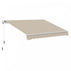 Outsunny 13' X 8' Auvent De Terrasse Retractable Manuel Resistant A L'eau Pare-soleil Exterieur Pont Fenetre Porte Auvent Abri Cadre En Aluminium (kaki)
